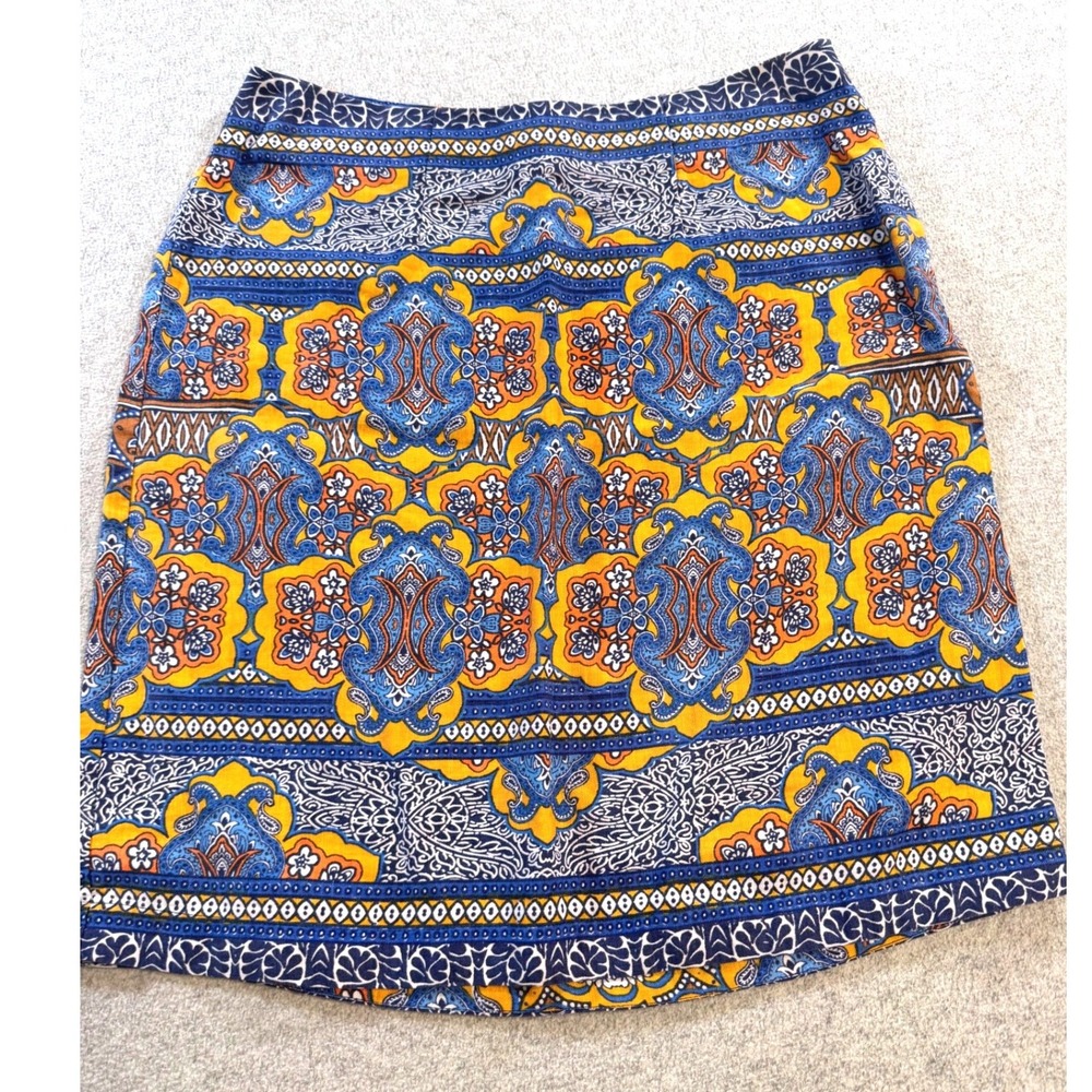 Tommy Bahama Skirt Women 0 Blue Yellow Medallion Paisley Mini Excellent